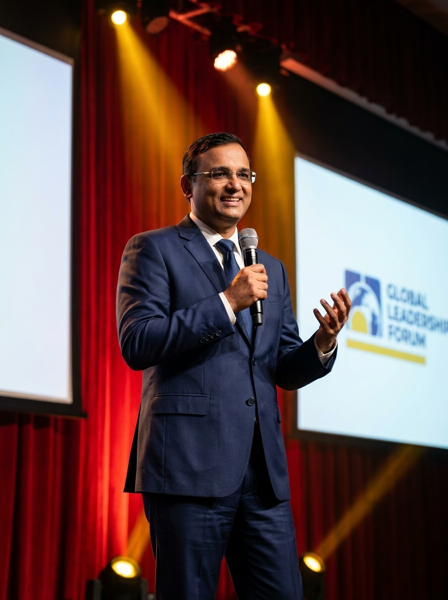 Dr. Sudeep Shukla in bespoke dark suit with arms crossed
